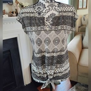 Lucky Brand Black and White Patterned Short Sleeve Tee